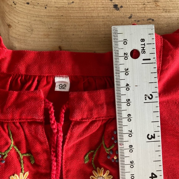 Cutie little girl top, Cotton bohemian embroderie red blouse 2T - Picture 7 of 9